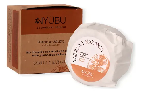 Shampoo Sólido Nyübu – Cabello Mixto: Vainilla + Naranja – 100 gr