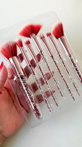 Set Basico 7 Brochas Pinceles Con Estuche Maquillaje