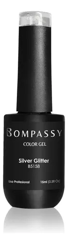 Esmalte Semipermanente Para Uñas Bompassy 15 Ml Color B5158 Silver Glitter
