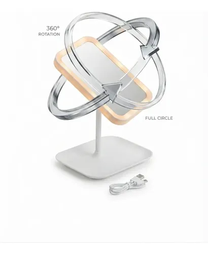 Espejo Maquillaje Led Luz Usb 360° Botón Táctil Ajustable