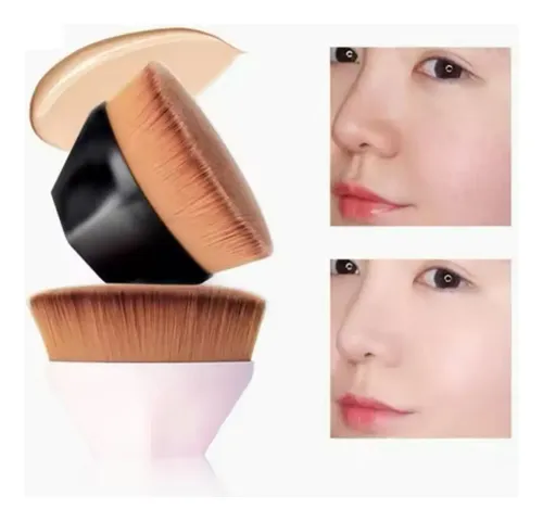 Brocha Plana Hexagonal Polvos Crema Base Maquillaje
