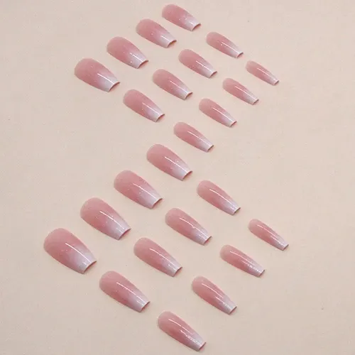 Uñas Postizas Press On 24pcs Ombré Rosa Coffin 5.28 X