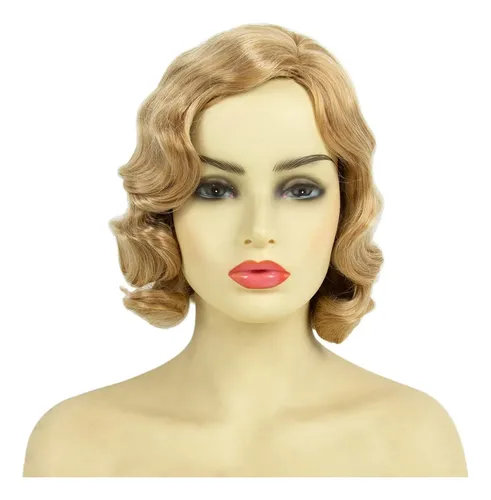 Peluca Medisifa Rubia 20s, Ondas De Dedo Largas Para Fiesta Blonde