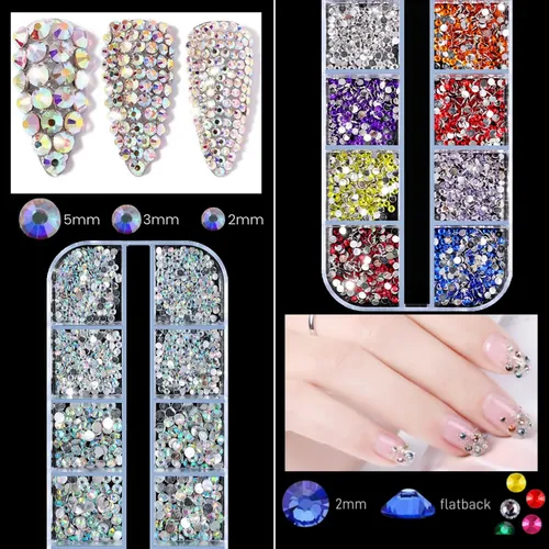 Edittime Kit Stickers Flores Y Strass Uñas Multicolor
