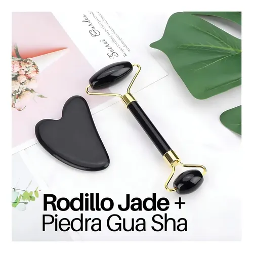 As Kit Rodillo Y Piedra Gua Sha Masajeadora De Jade As