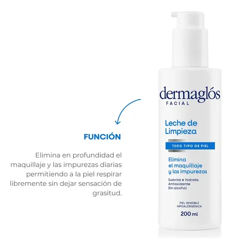 Dermaglós Facial Leche De Limpieza Activa Desmaquillante Limpia E Hidrata Pieles Sensibles