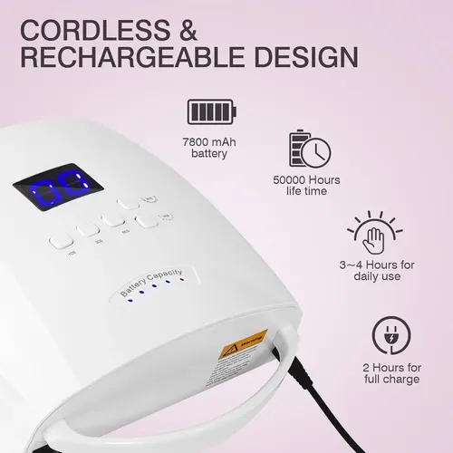 Lámpara Uv Led Recargable 66w Para Uñas Gel Acrílico