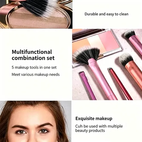 Set 5 Brochas De Maquillaje Para Rostro Y Ojos