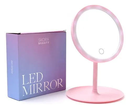 Espejo Led Skora Con Base 3 Modos De Luz Usb Tut Tuttishop Marco Rosa
