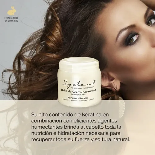 Baño De Crema Keratinico System-3 Mascara Capilar 250g