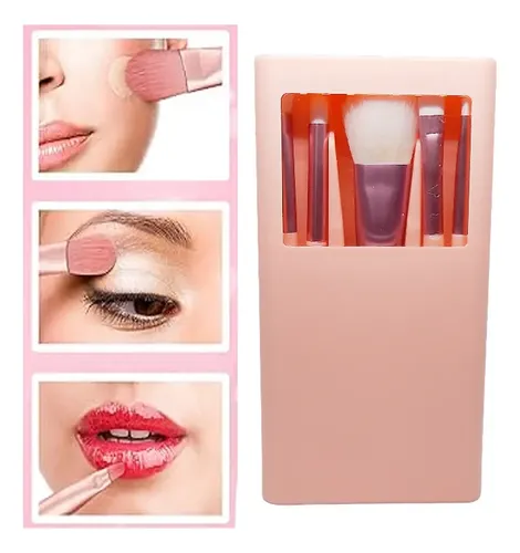 Set 8 Piezas Mini Pinceles Brochas Maquillaje Rosa Beauty Chick