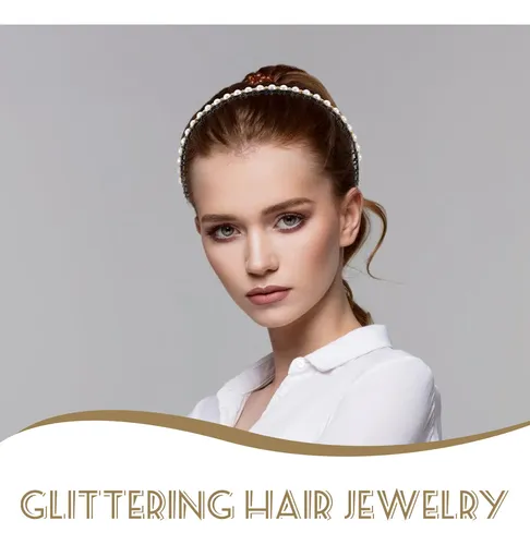 2 Piezas Aros De Pelo Con Perlas Delicados Diadema Antidesli