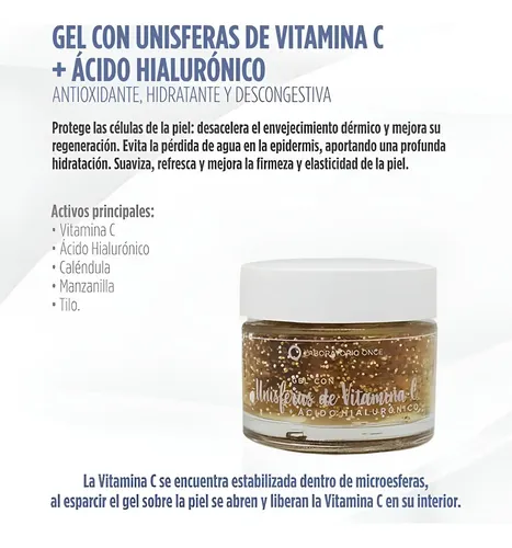 Gel Facial con Vitamina C y Ácido Hialurónico Antioxidante 50ml