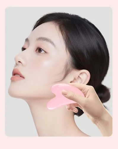 Set Rodillo Facial Y Gua Sha Rosa Para Masaje Y Circulación