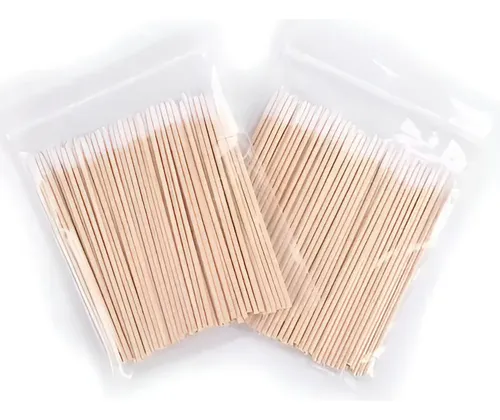 100 Microhisopos Madera Finito Para Pestañas Maquillaje