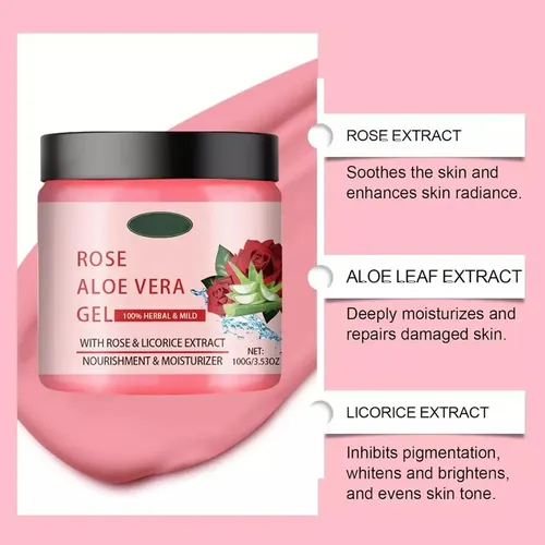 Gel De Aloe Vera Y Rosas Para Rostro, Hidratación Profunda