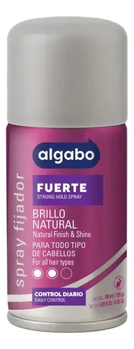 Spray Fijador De Cabello Fuerte Brillo Natural 180ml Algabo