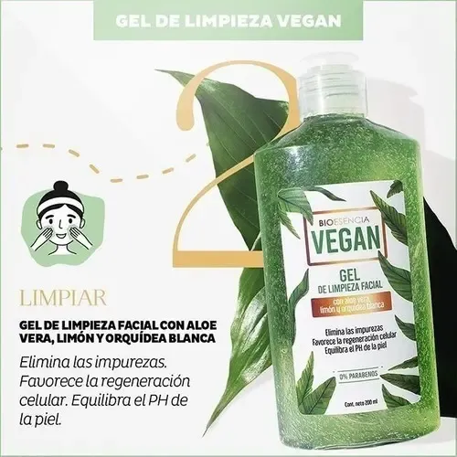 Gel Limpieza Facial Vegana Aloe Vera Limon Orquidea Blanca