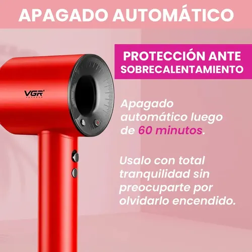 Secador De Pelo Profesional Vgr V-445 110.000 Rpm 1600w Rojo