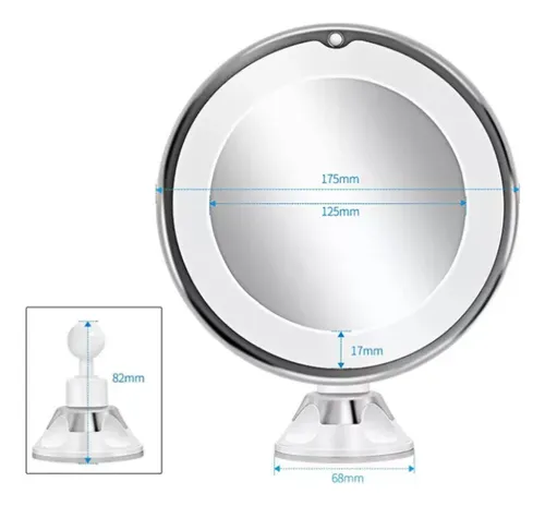 Espejo De Maquillaje Led 360, Aumento Flexible De Ventosa