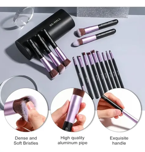 Set De 14 Pinceles Y Brochas Maquillaje Profesional Estuche