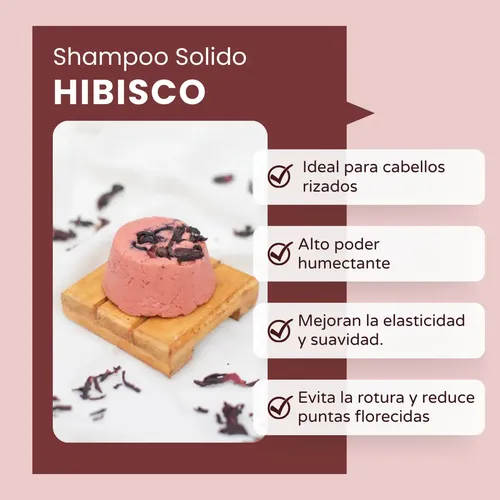 Shampoo Solido, Hibisco, Rulos, Curly, Nutre Natural, Vegano