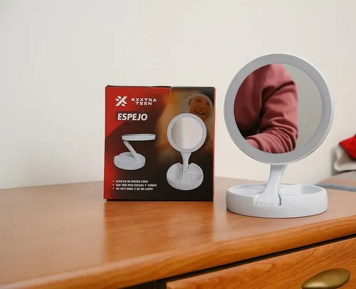 Set 2 Espejos Redondo Led Maquilla Luz Fría Usb/batería X2