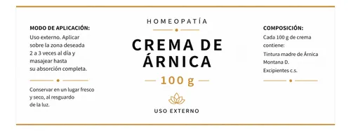 Crema De Arnica Tintura Madre X 100 G Preparación Magistral