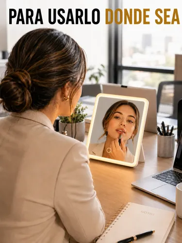 Espejo Cosmético Led Táctil Recargable Para Maquillaje