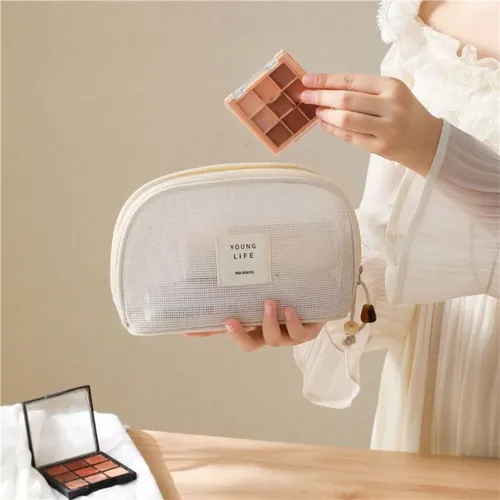 Cw Neceser De Malla Para Maquillaje, Ligero, Con Cierre