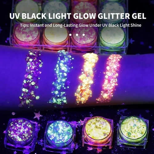 Gel De Brillo Uv Latibell 6 Colores Para Cuerpo Y Rostro