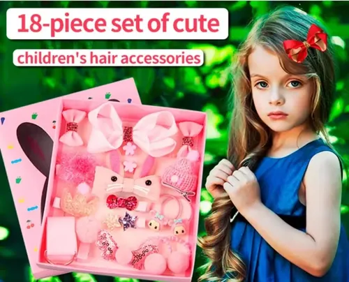 Set Accesorios Pelo Princesa Niña 18 Piezas Rosa Pink