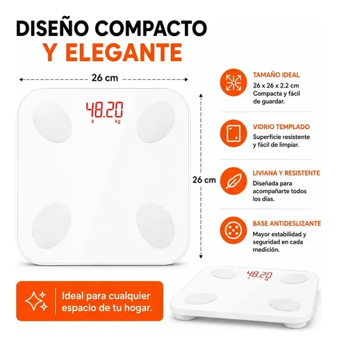 Balanza De Baño Bluetooth Familiar Ultra Slim Hasta 180kg Color Blanco