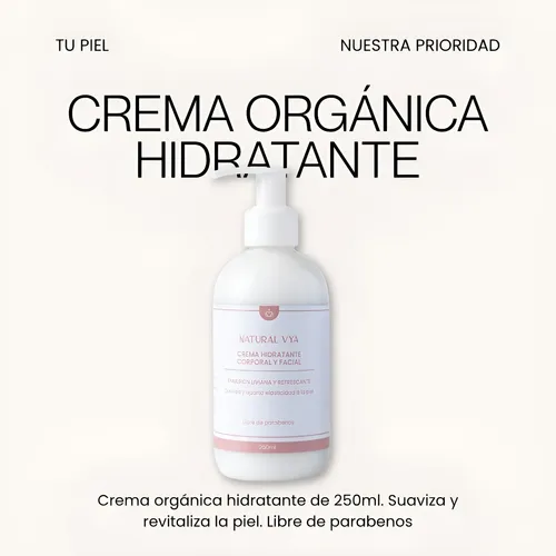 Crema Hidratante Corporal Orgánica Natural Vya 250ml Crema Orgánica Hidratante
