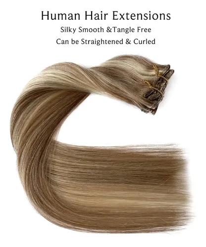 Extensiones De Cabello Humano Real Ubetta Con Clip, 40 Cm, 7
