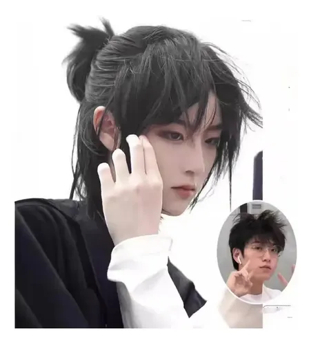 Pelucas Sintéticas De Anime De Cabeza Recta Con Flequillo De