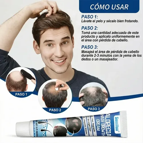 Crema Para Alopecia Caída Cabello Estres Bloquea Dht Natural