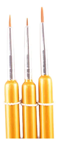 Kit 3 Pinceles Liner Cortos Para Detallar Uñas Y Pinturas