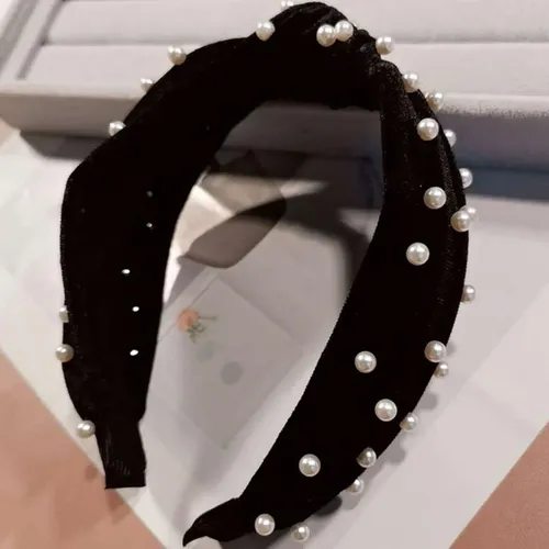 Diadema Negra Con Lazo Y Nudo En Cruz
