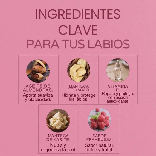 Protector Labial Frambuesa Bálsamo Humectante Natural Vegan