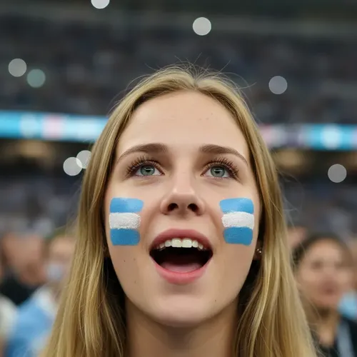 Maquillaje Argentina Pintura Cara Celeste Blanco Bandera