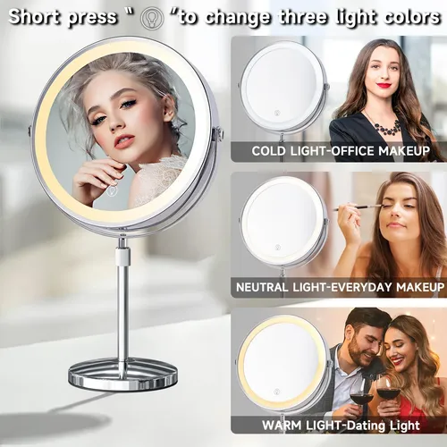 Espejo De Maquillaje Baluxca Con Aumento 1x/10x Y Luces, 9 P