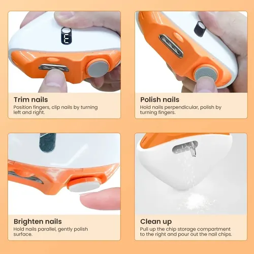 Cortaúñas Eléctrico Portátil Con Display Digital Naranja