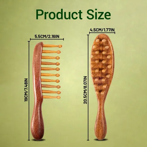 Loc Brush Pack X2 Peine De Madera Masajeador De Cuero Cabell