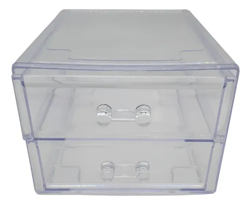 Organizador Acrílico 2 Cajones Transparente Maquillaje Joya