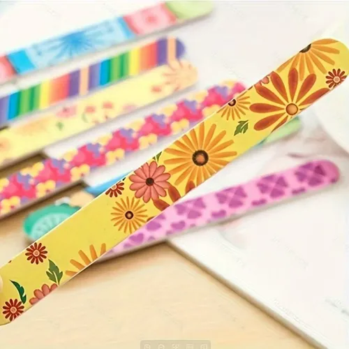 Paquete De 6 Limas De Uñas Con Estampado Floral De Doble Car
