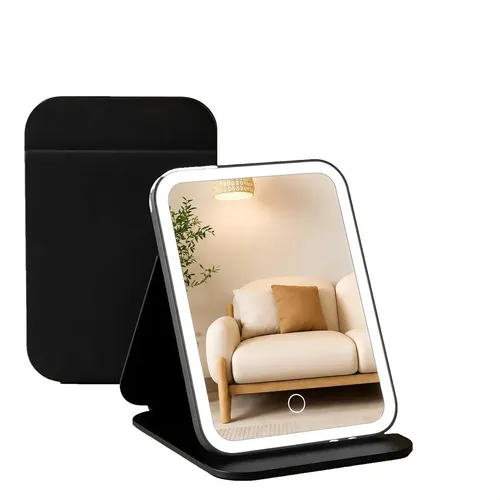 Espejo De Maquillaje Led Triple Plegable Con Aumento