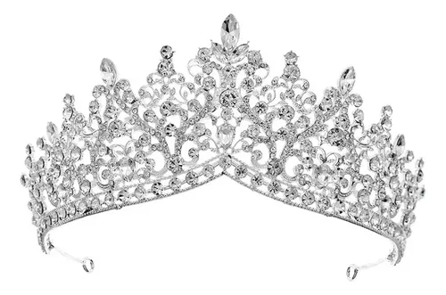 Halloween Diadema Tocado Boda Plata Con Piedras Brillantes
