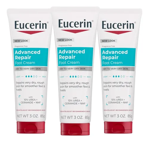 Crema Reparadora Para Pies Eucerin, Tubo De 85 G, 3pzs