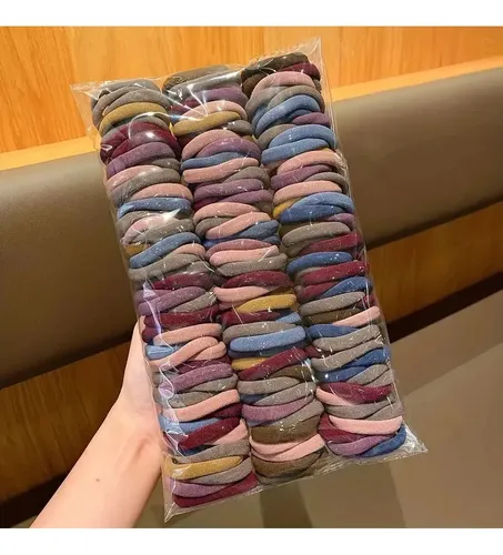 100 Ligas Multicolor Alta Elasticidad Sin Costuras Para Pelo